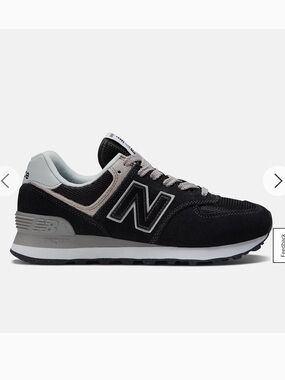 New Balance Classic 574 Black Grey White Size 8